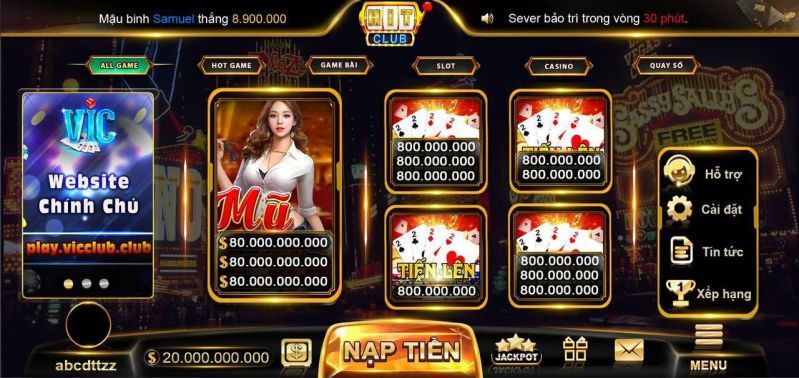 Giao diện game hitclub
