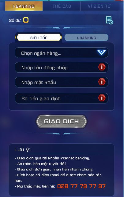 Nạp Tiền Qua Hình Thức I-Banking Siêu Tốc